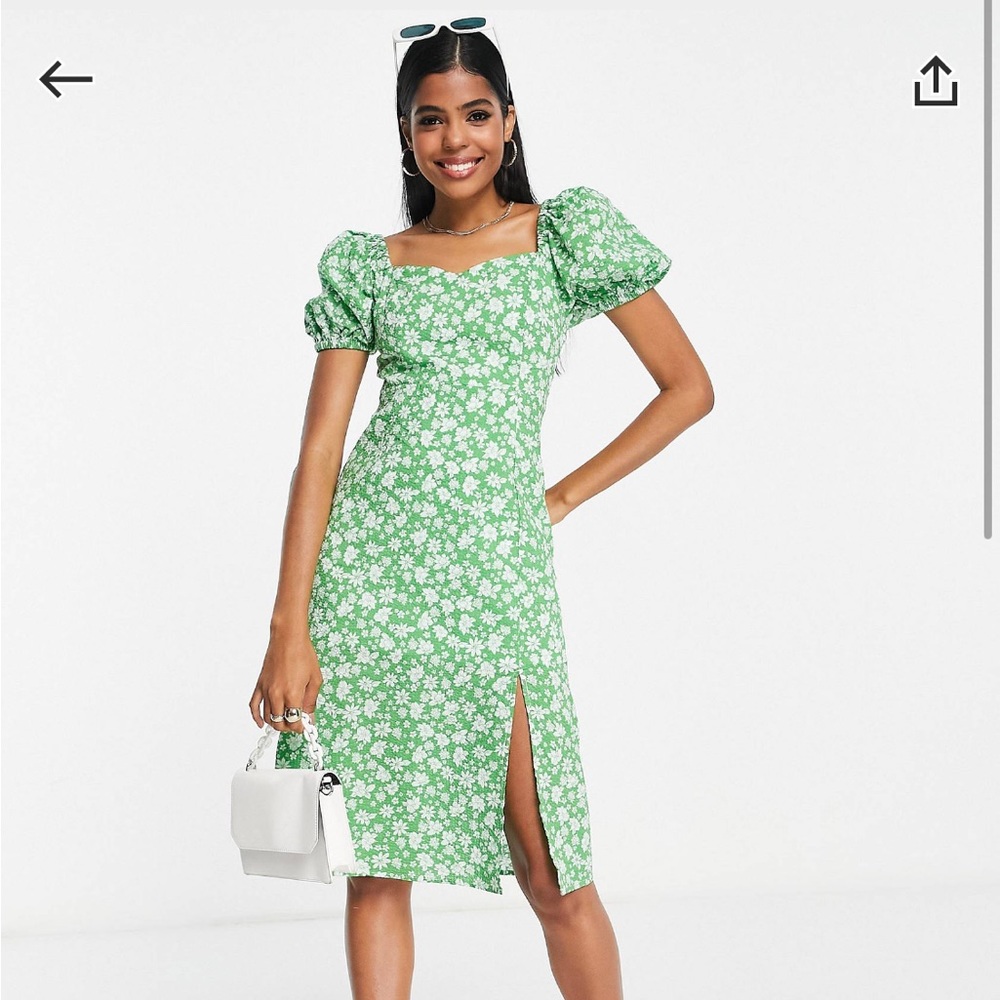 ASOS Urban Revivo green floral print midi dress
